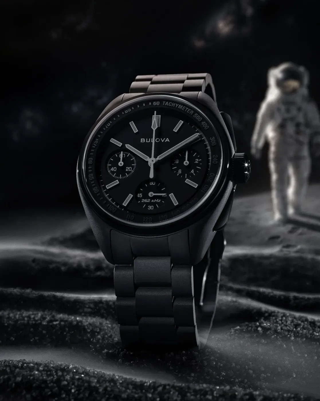 Black Dial Stainless Steel Bracelet Lunar Pilot Black Hole 98A335